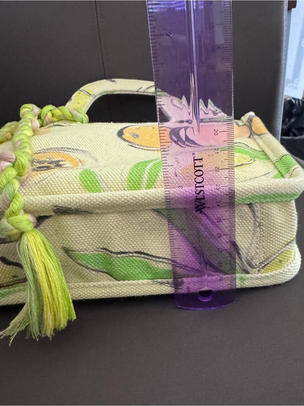 Vince Camuto Canvas Citrus Print Crossbody in Green and Yellow - Picture 8 of 9